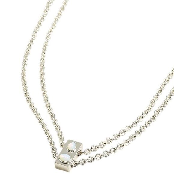 Madewell Stone Collection White Opal Double Chain Necklace. - Picture 1 of 1